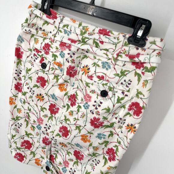 Swedish Hasbeens Floral Denim Cargo Skirt Sz 36 / US M Pockets Multi Stretchy - Picture 7 of 12